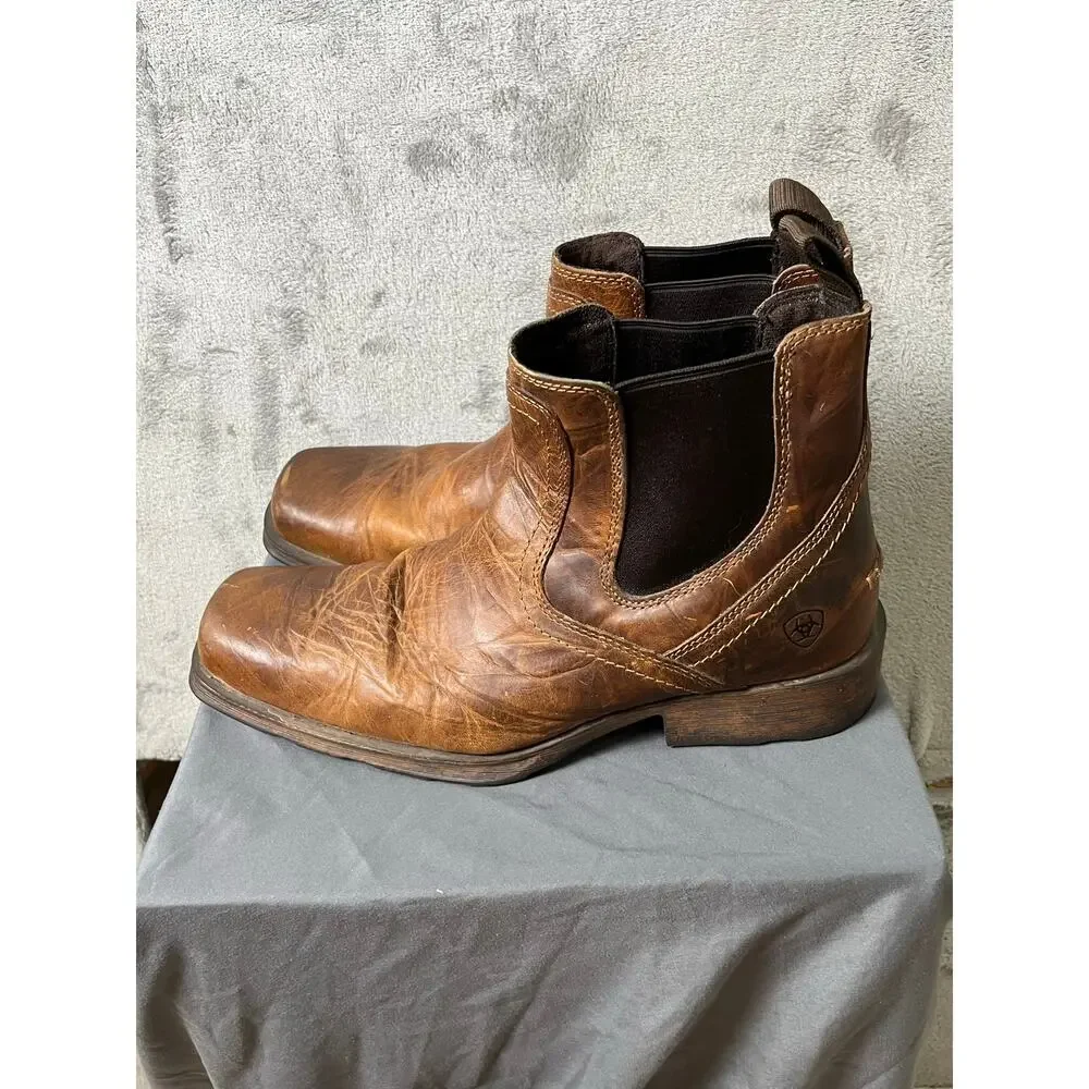 Ariat Midtown Rambler Square Toe Chelsea Boots Men’s 13D Brown Leather Western
